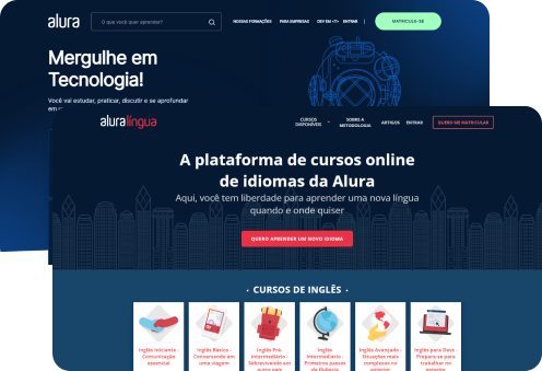 Telas com imagens da plataforma